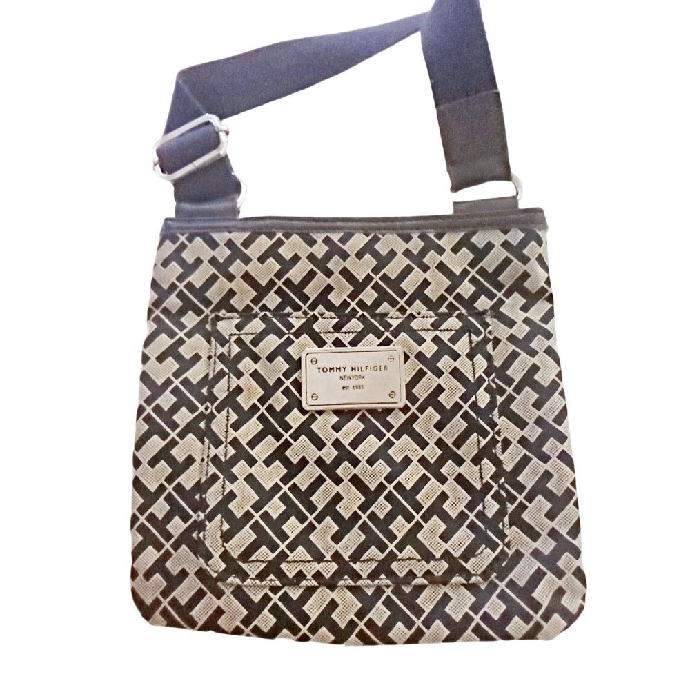 Tommy Hilfiger cross body bag logo blue white print change purse